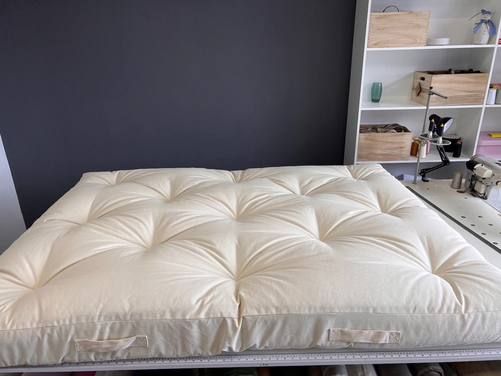 shikibuton 6” thick mat Shiki futon filled organic hemp fiber filler in natural non-dyed Cotton