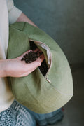 Zafu Linen floor cushion with Buckwheat hulls "Olive" Meditation cushion /Buckwheat hulls pillow seat