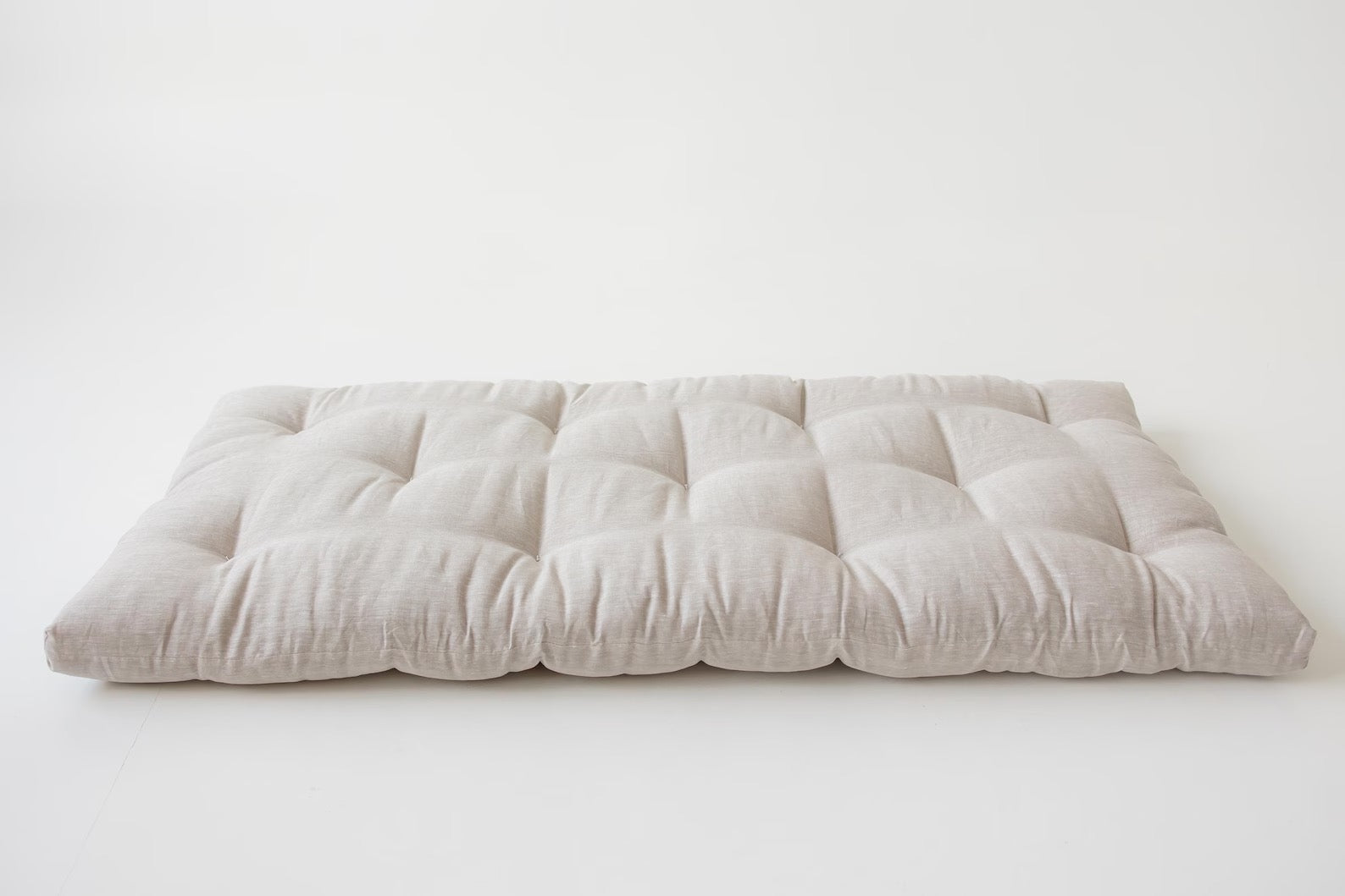 Linen shikibuton mat 3” thick organic mat with hemp fiber filler inside in natural non-dyed