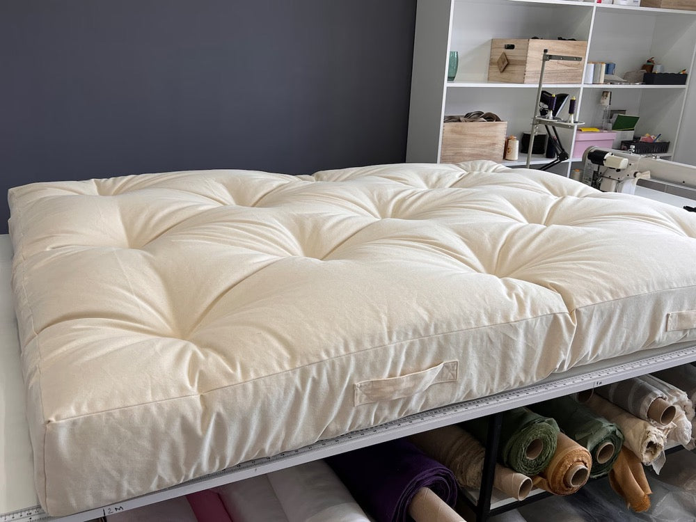 shikibuton 6” thick mat Shiki futon filled organic hemp fiber filler in natural non-dyed Cotton