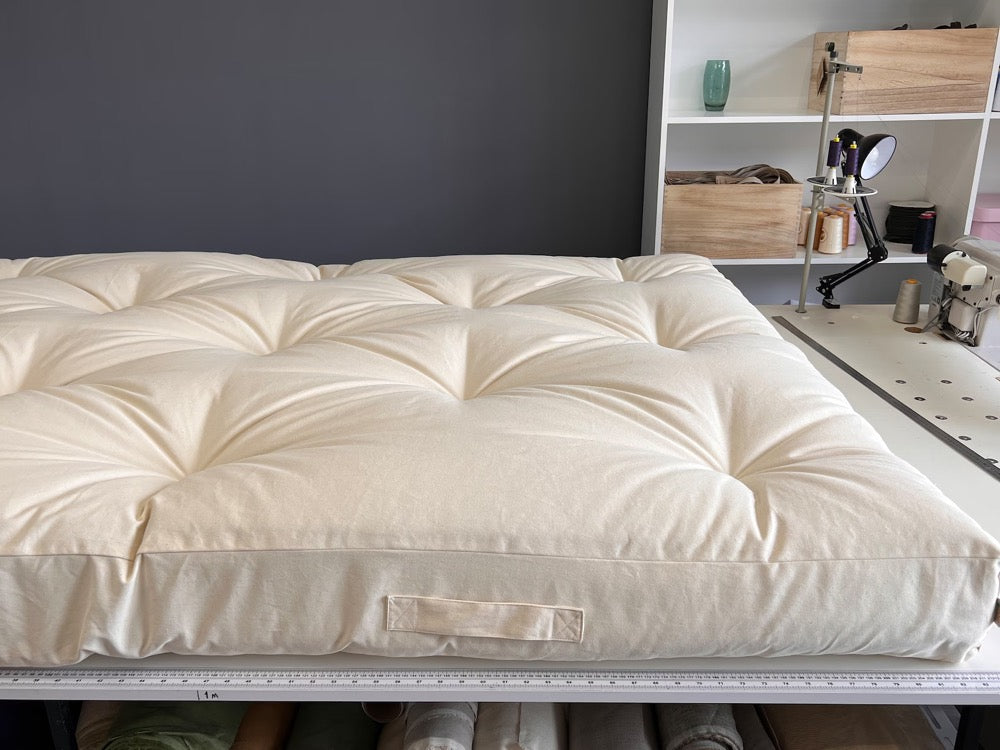 shikibuton 6” thick mat Shiki futon filled organic hemp fiber filler in natural non-dyed Cotton